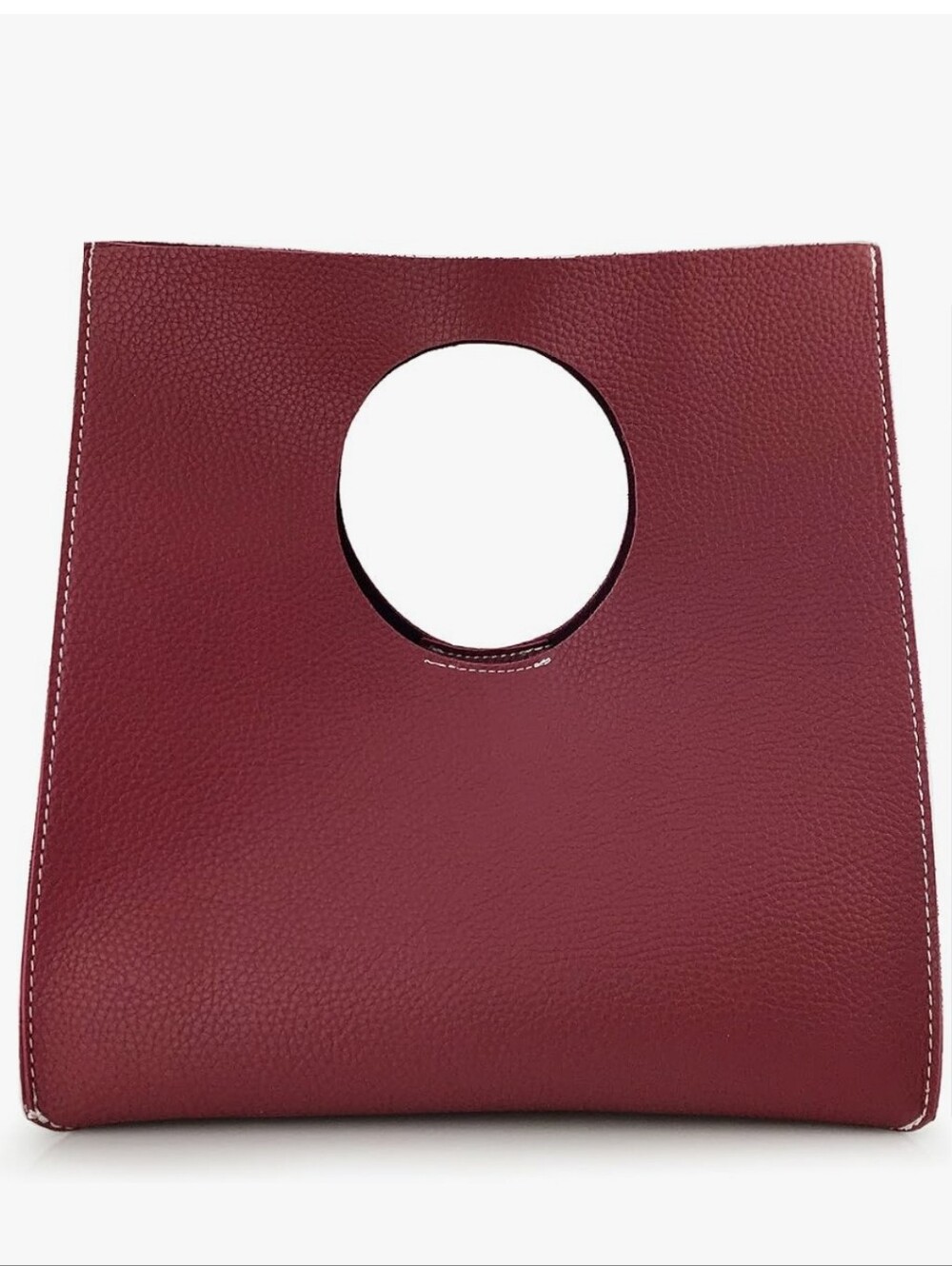 Vintage Minimalist Style Soft Pu Leather Handbag Clutch Small Tote Burgundy